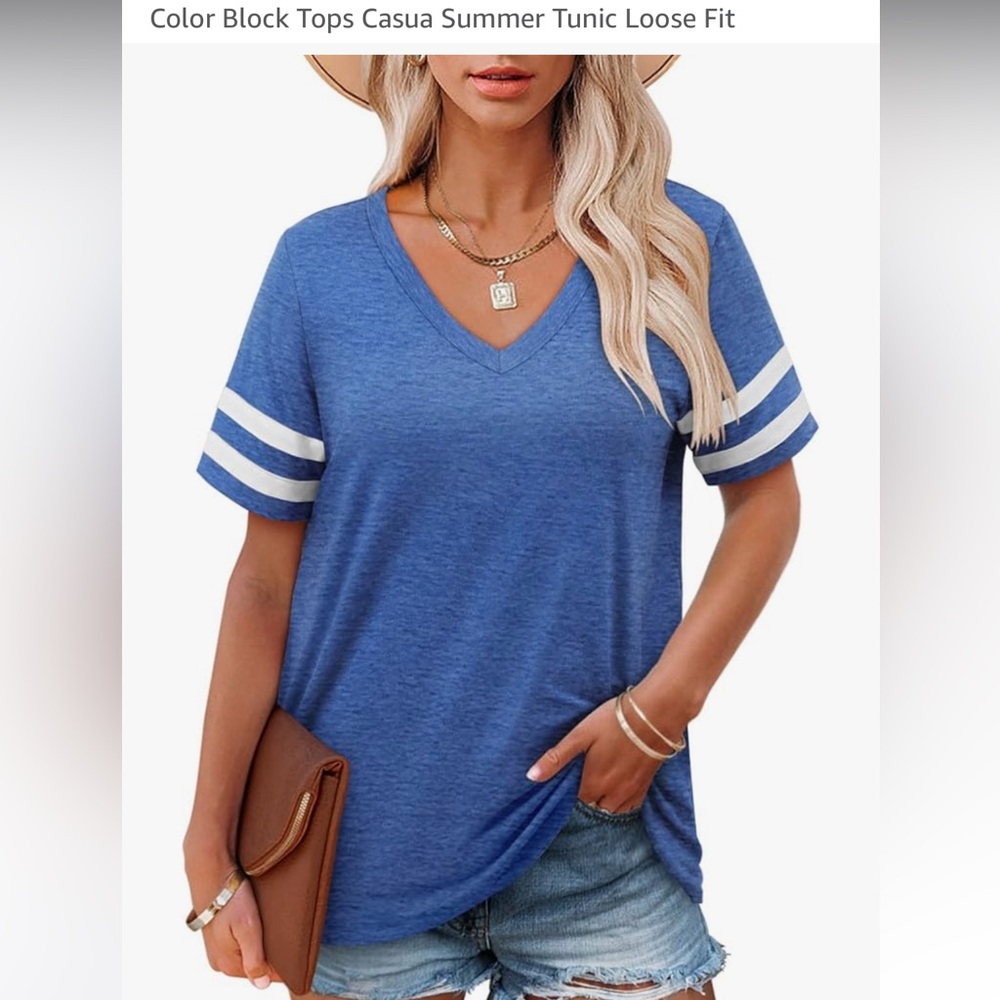 Blue V-Neck Women's Top